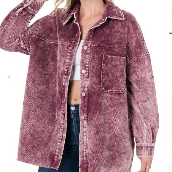 Zenana Outfitters Tops - Oversized, premium vintage washed corduroy jacket